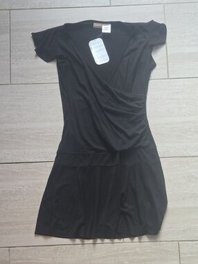 No Boundaries Black Wrap-Style Mini Dress